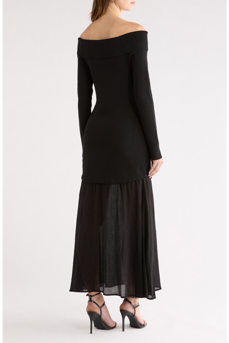 astr long sleeve dress ASTR The Label Lydia Off-Shoulder Long-Sleeve Midi Dress