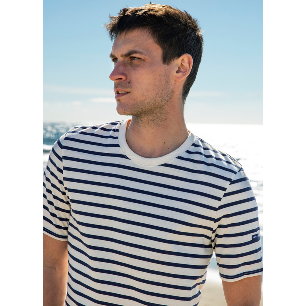 Saint James PLOUIDER - Breton Crew Neck T-Shirt in Ecru/navy at Nordstrom, Size X-Small