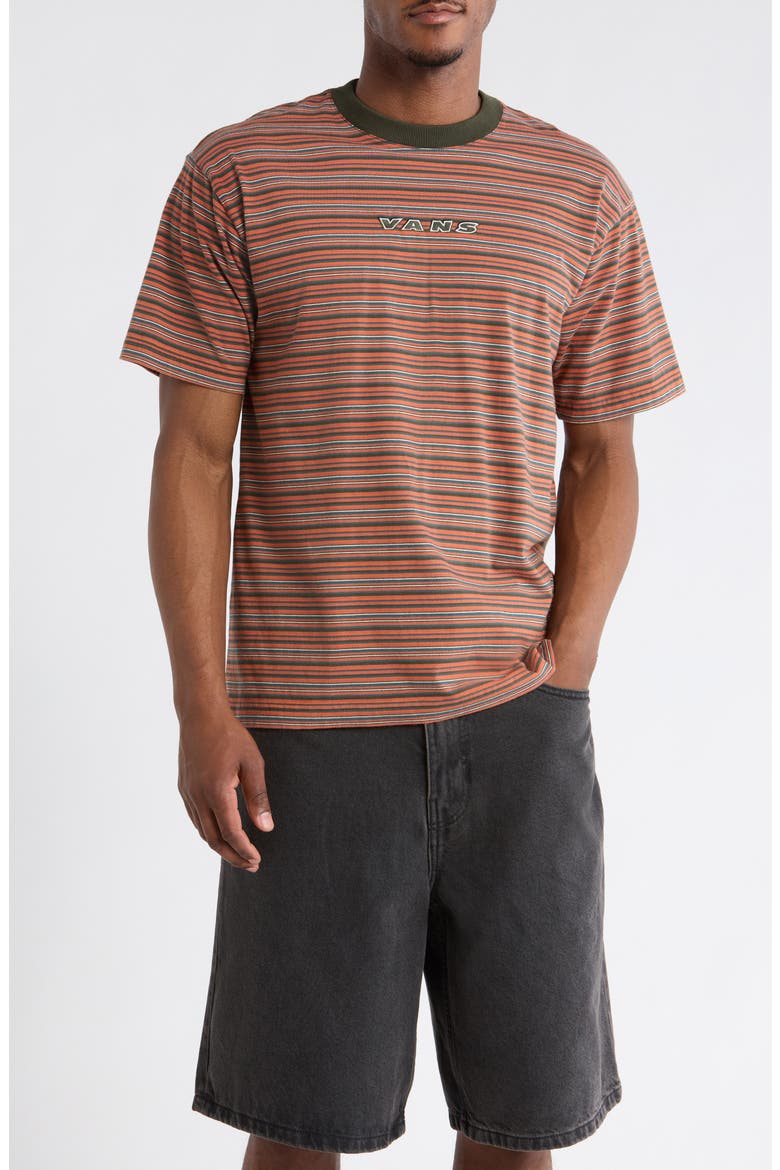 Cameron Stripe Cotton T-Shirt, Main, color, OBSIDIAN FERN-LIGHT BRONZE