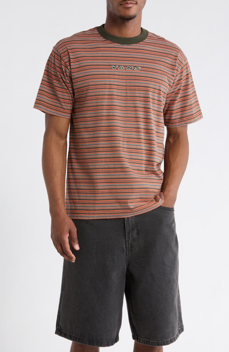 Vans Cameron Stripe Cotton T-Shirt, Main, color, Obsidian Fern-Light Bronze