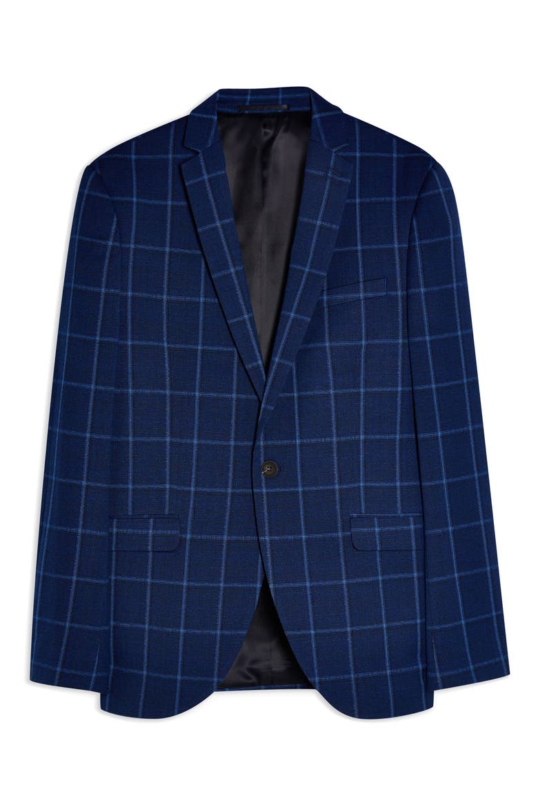Page Windowpane Check Super Skinny Suit Jacket, Alternate, color, BLUE