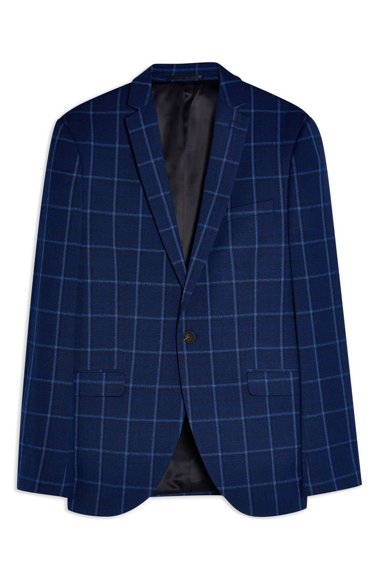 Topman Page Windowpane Check Super Skinny Suit Jacket, Alternate, color,