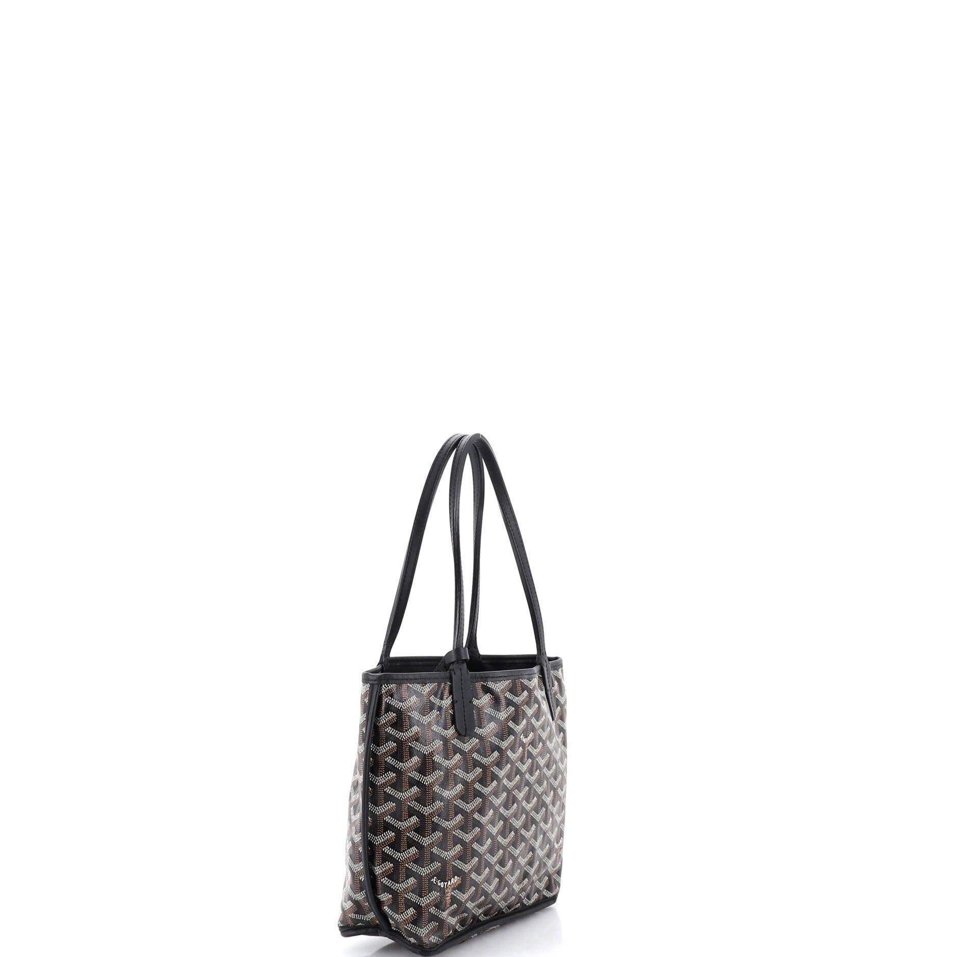 Pre-Owned Goyard Anjou Reversible Tote Coated Canvas Mini, Alternate, color, Black
