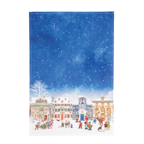 Vintage Houses With Kids Printed Flour Sack Kitchen Towel