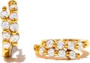 Girls Crew Mirrorball Cubic Zirconia Huggie Hoop Earrings