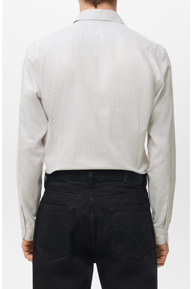 Slim Fit Stripe Cotton Button-Up Shirt, Alternate, color, LIGHT HEATHER GREY