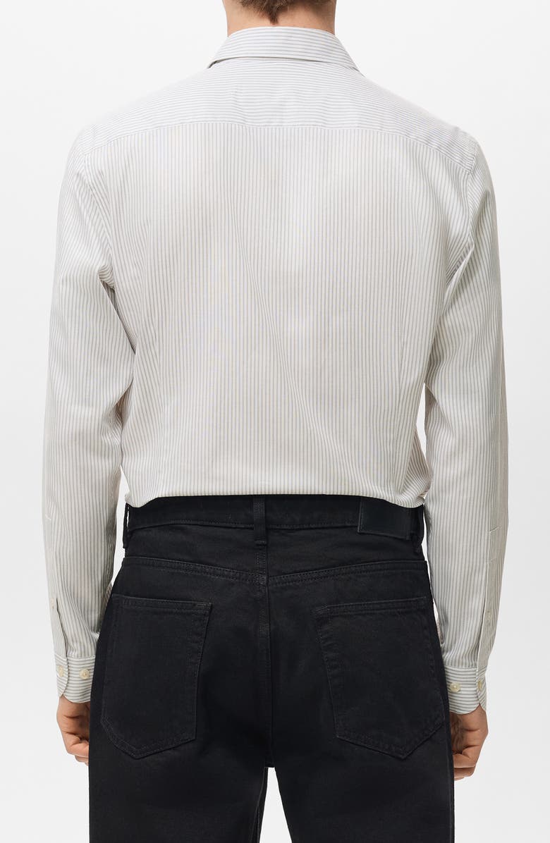 MANGO Slim Fit Stripe Cotton Button-Up Shirt, Alternate, color, Light Heather Grey