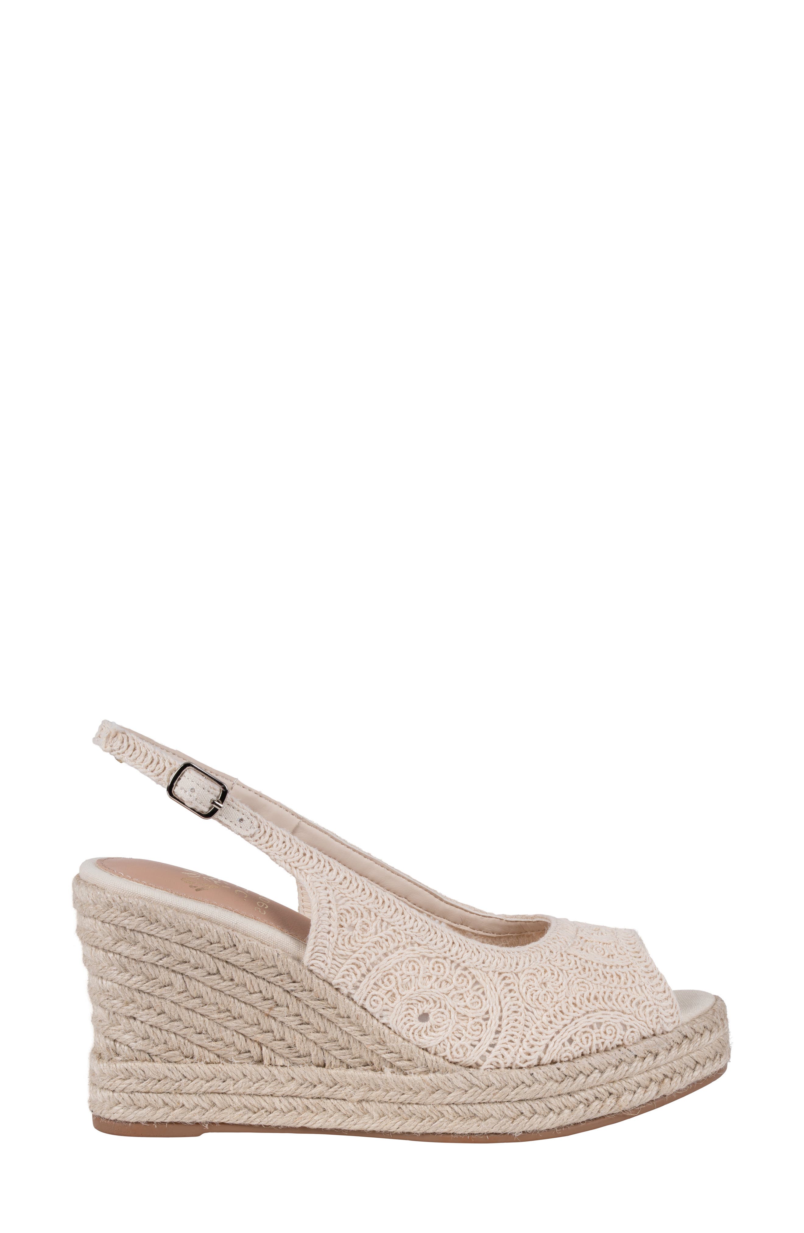 GOOD CHOICE NEW YORK Bowery Lace Espadrille Wedge Slingback Sandal, Alternate, color, Ivory