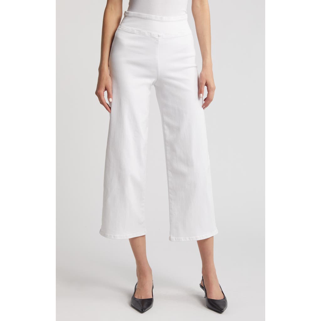 Frame Jet Set Wide Leg Denim Crop Pants In White