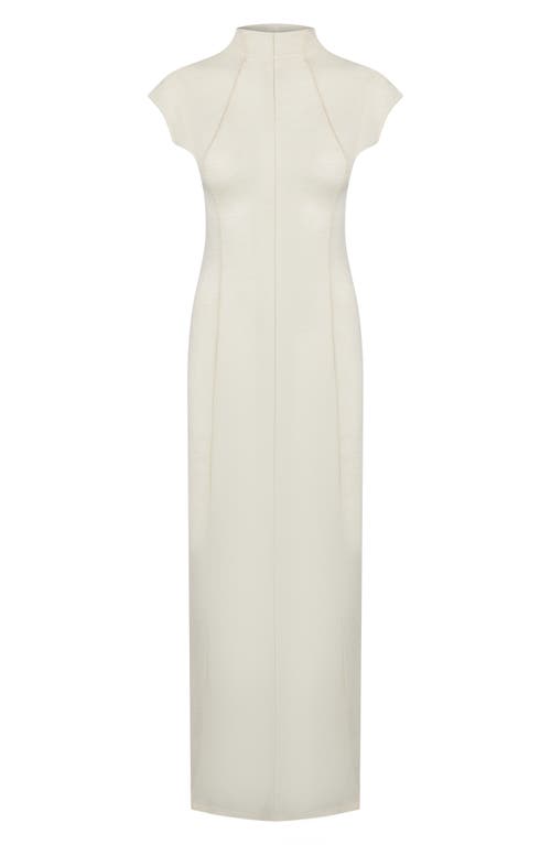 Lioness Redefined Exposed Seam Semisheer Maxi Dress In Cream