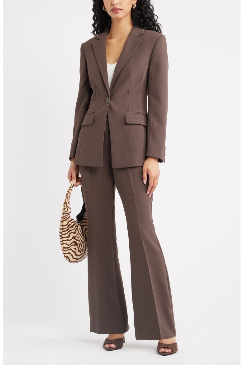 Curator Crepe Flare Leg Trousers, Alternate, color, BROWN SEAL