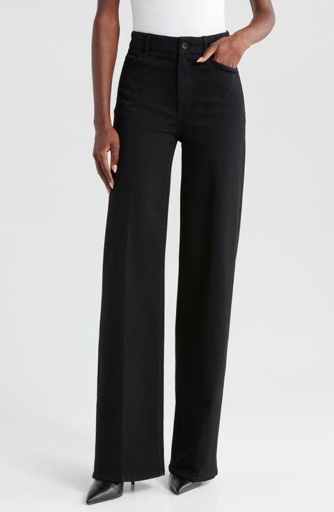 Sasha High Waist Wide Leg Jeans (Black Shadow)