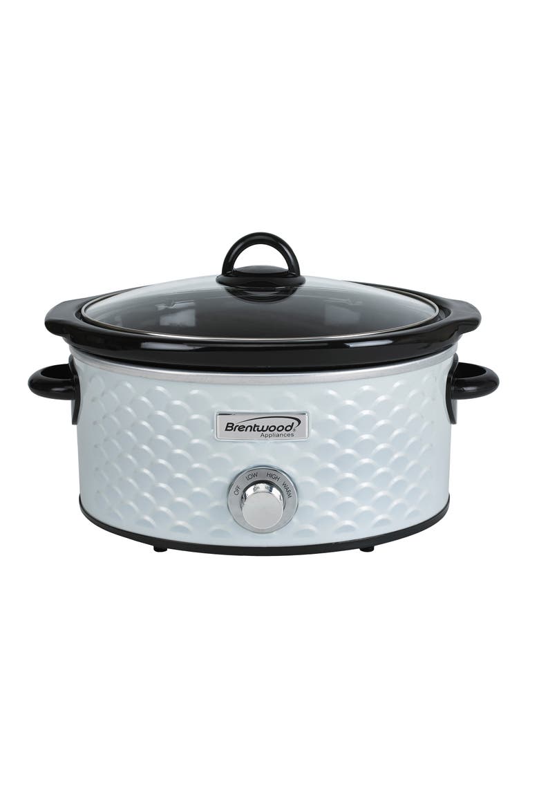 Scallop Pattern 4.5 Quart Slow Cooker, Alternate, color, White