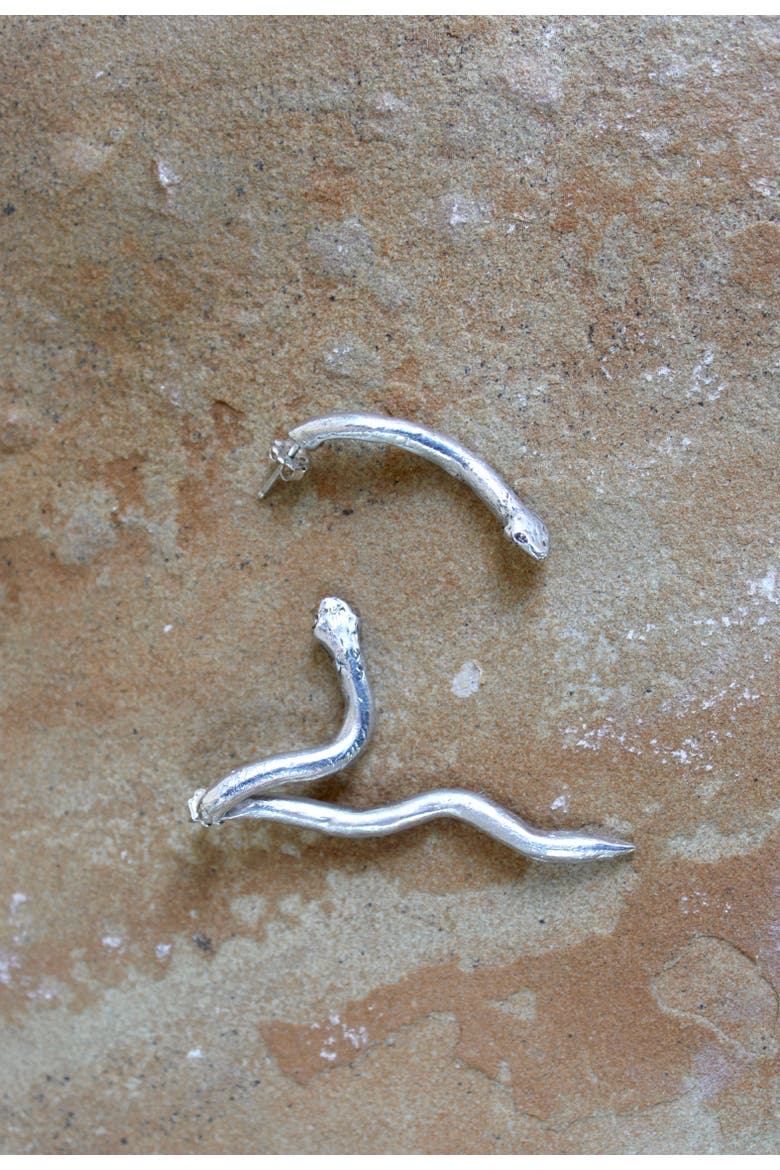 Silver Serpent Earrings, Alternate, color, Sterling Silver