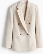 H&M Linen-blend Double-breasted Blazer