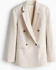 H&M Linen-blend Double-breasted Blazer