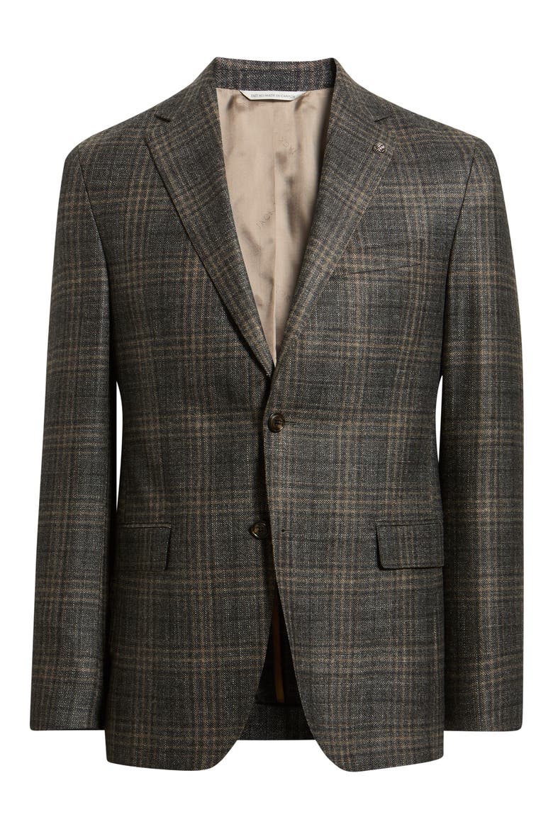 McAllen Plaid Wool, Silk & Cashmere Sport Coat, Alternate, color, CHARCOAL