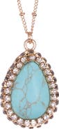 OLIVIA WELLES Liv Crystal Halo Simulated Turquoise Pendant Necklace