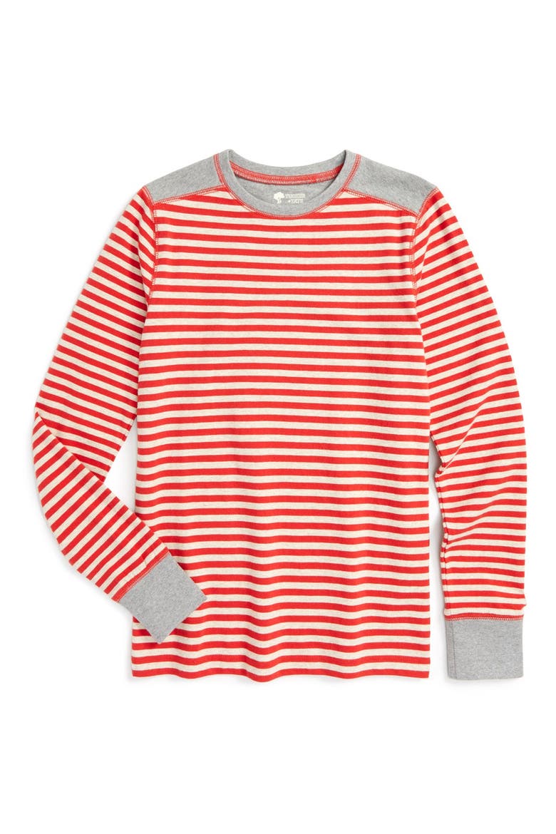 Stripe Long Sleeve Shirt, Main, color, BEIGE OATMEAL MD HTR- RED STP