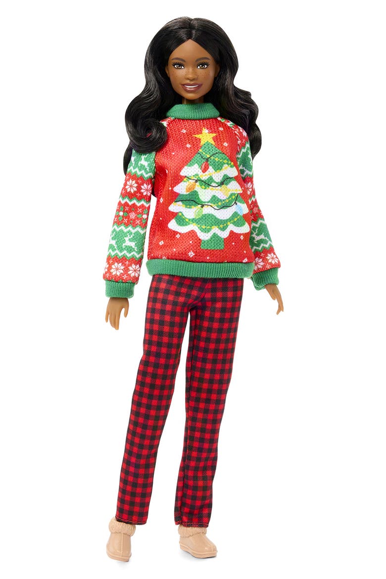 Kids' Holiday Sweater Doll, Alternate, color, BRUNETTE