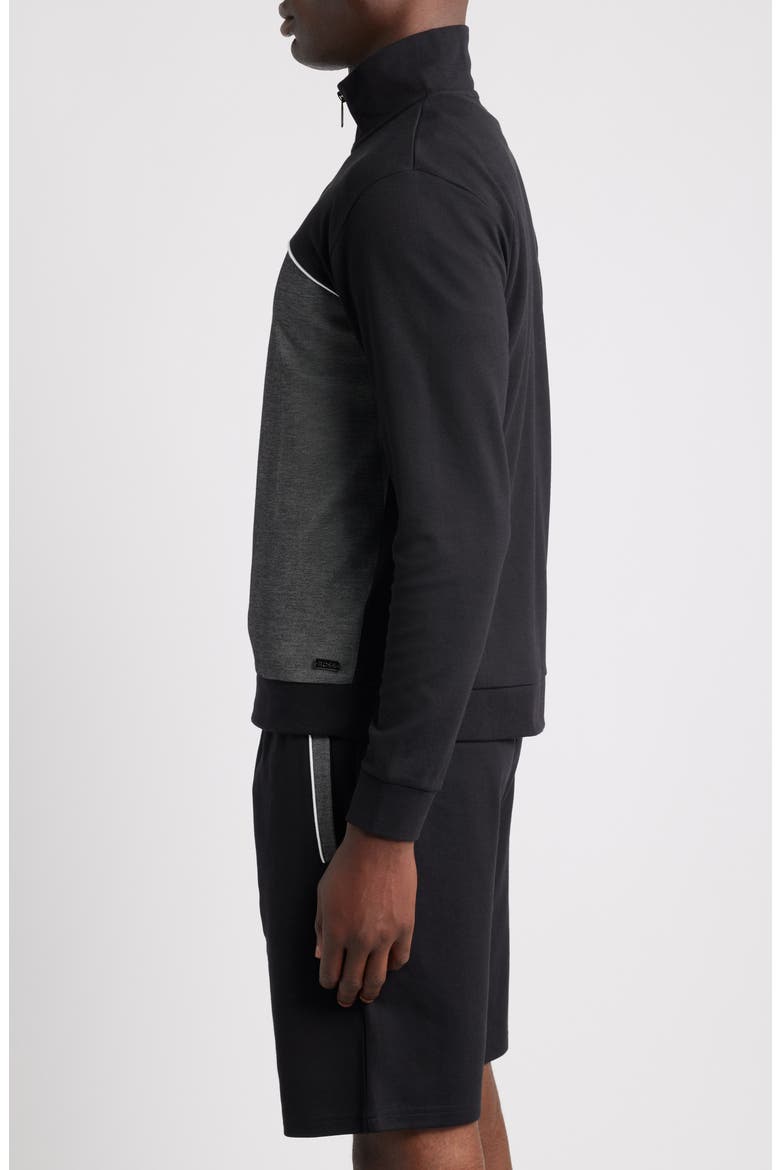 Quarter Zip Track Pullover, Alternate, color, BLACK