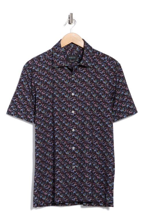 Bugatchi Milo Short Sleeve 8-way Stretch Ooohcotton® Button-up Shirt In Black