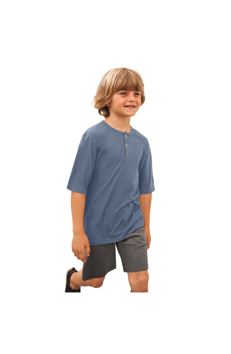 CITY THREADS Boys Soft Organic Cotton Jersey Short Sleeve Henley Tee, Alternate, color, Concrete