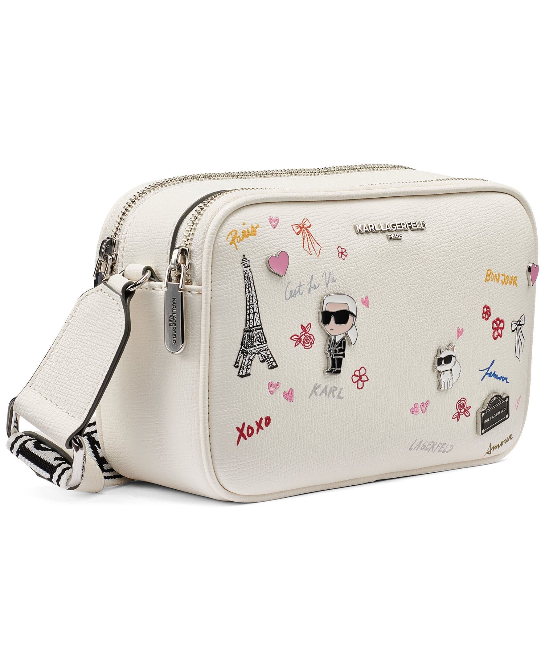 Maybelle Printed Paris Crossbody Bag, Alternate, color, White/Silver