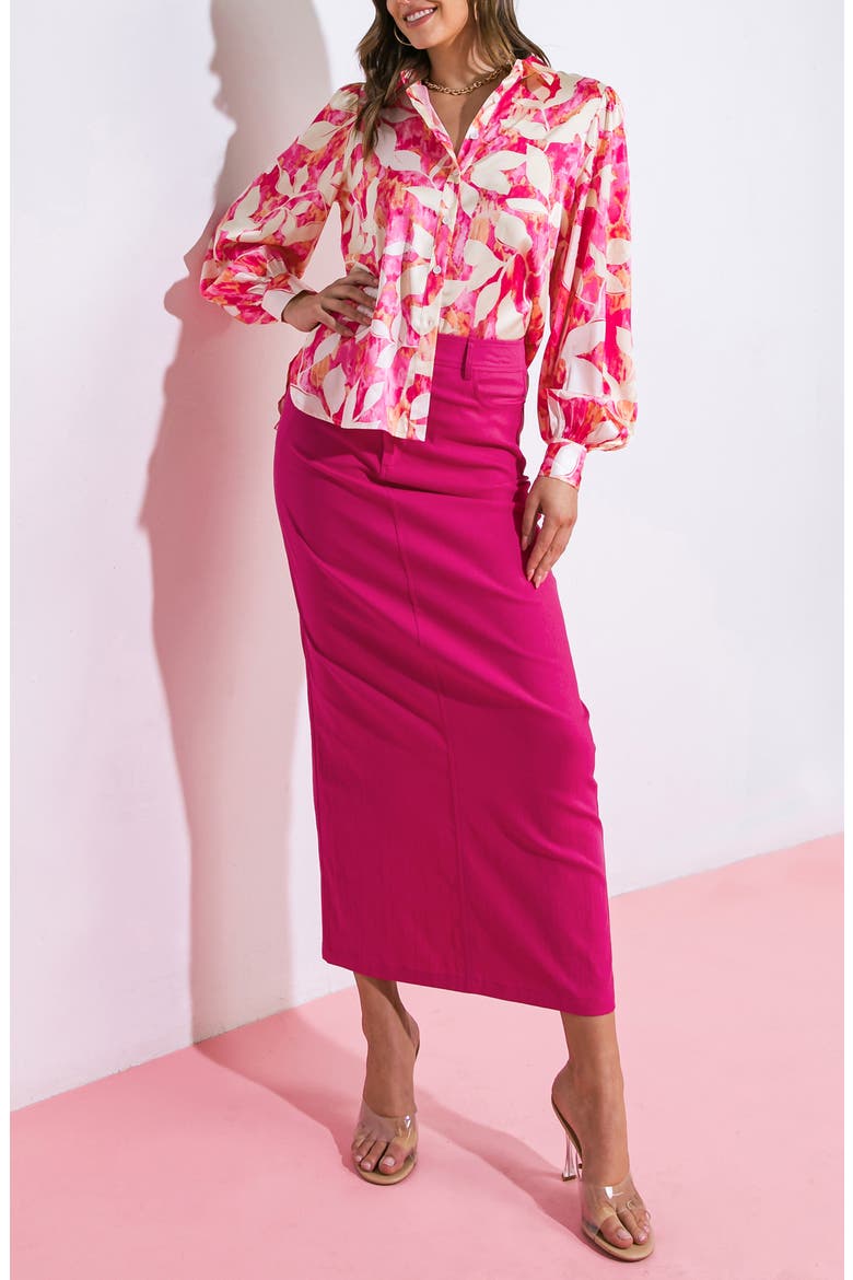 Pencil Midi Skirt, Alternate, color, FUCHSIA