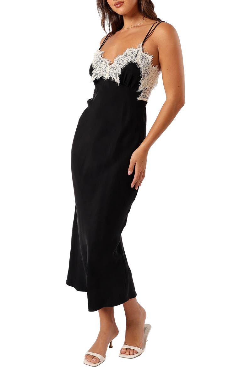 Petal 
Pup Alita Lace Trim Cocktail Slipdress, Alternate, color, Black