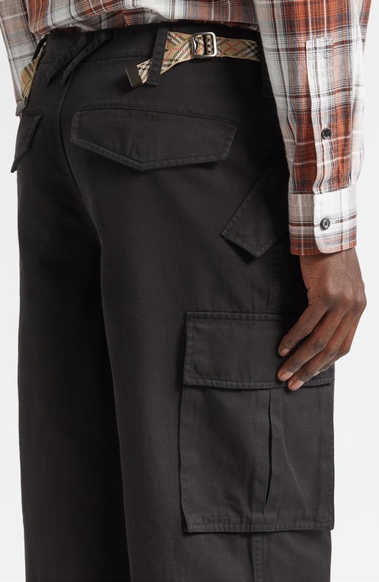 Burberry Cyrus Cotton Twill Straight Leg Cargo Pants, Alternate, color, Black