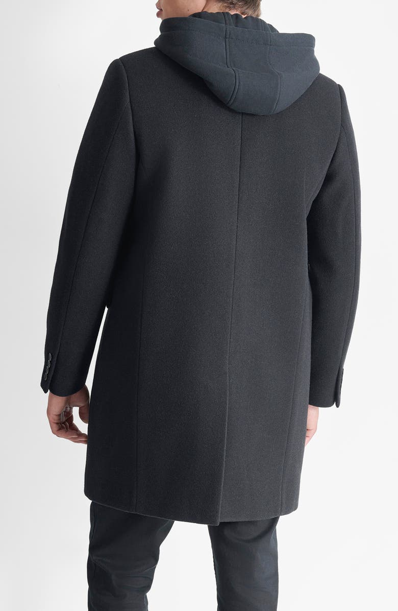 Water Resistant Felted Coat with Hooded Bib