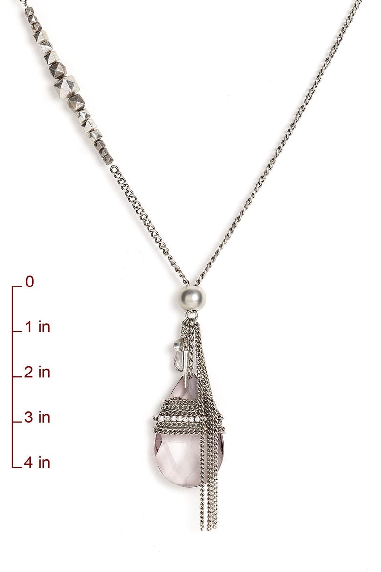 Chain Wrap Teardrop Pendant Necklace, Alternate, color, SILVER