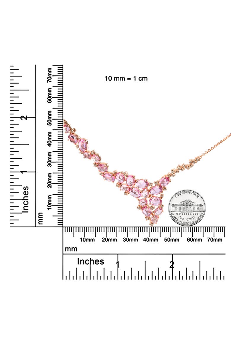 Gold 1/2 Cttw Diamond and Sapphire Statement Station Necklace, Alternate, color, Pink