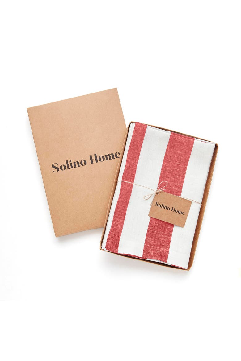 Linen Dinner Napkins Set of 4, 20 x 20" - Cabana Stripe, Alternate, color, Red and White
