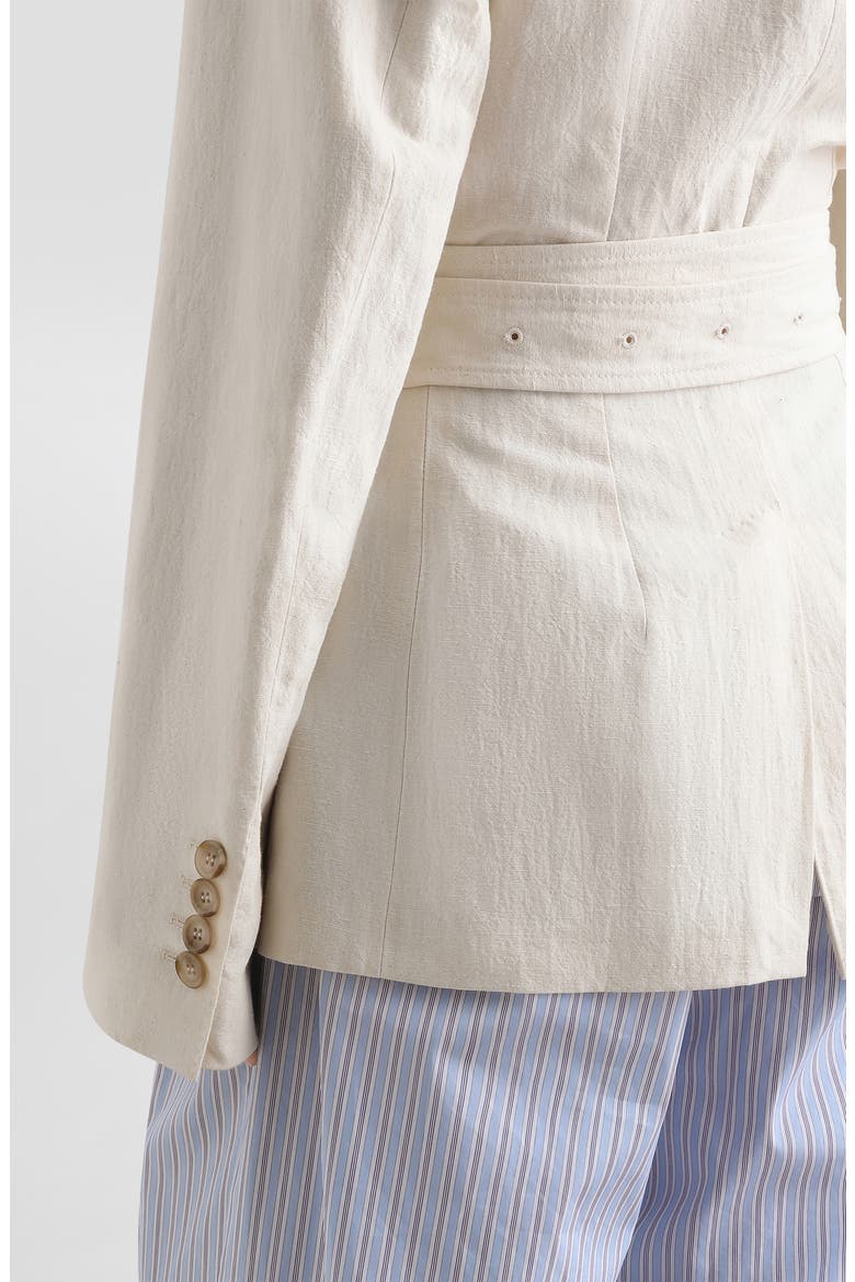 Taormina Belted Cotton & Flax Jacket, Alternate, color, W0001 NATURAL WHITE
