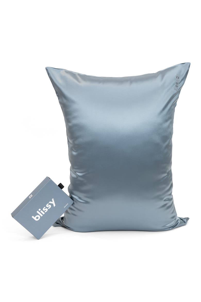 Mulberry Silk Pillowcase, Alternate, color, ASH BLUE