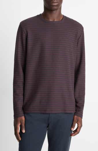 Stripe Long Sleeve Pima Cotton Piqué Crewenck T-Shirt