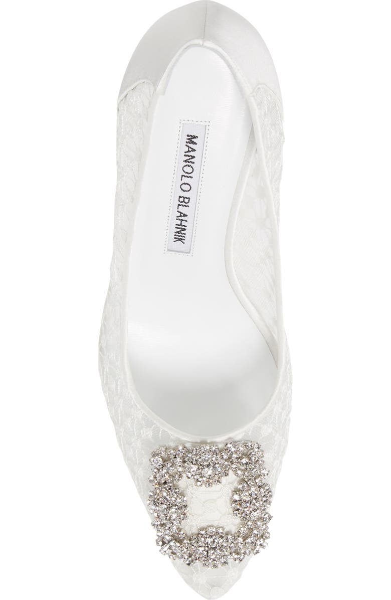 Manolo Blahnik Hangisi Crystal Buckle Lace Pump, Alternate, color,
