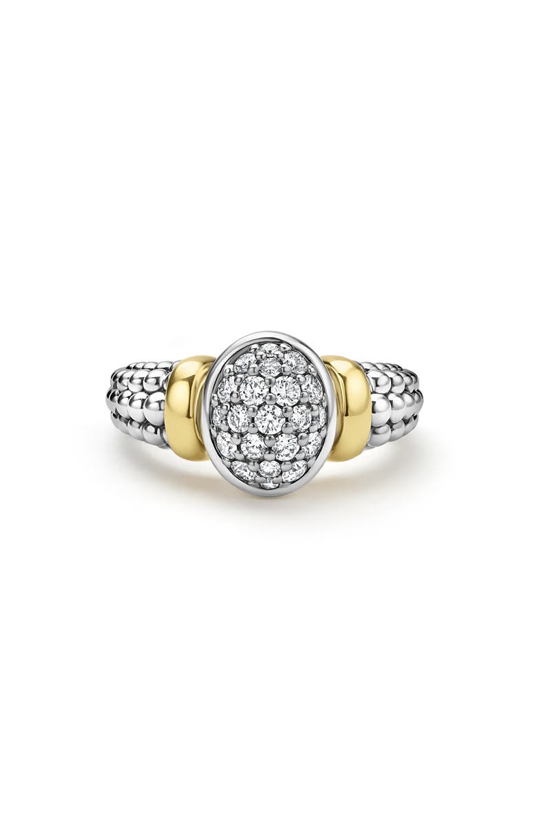 LAGOS Signature Caviar Two-Tone Oval Caviar Diamond Ring, Alternate, color, Two Tone
