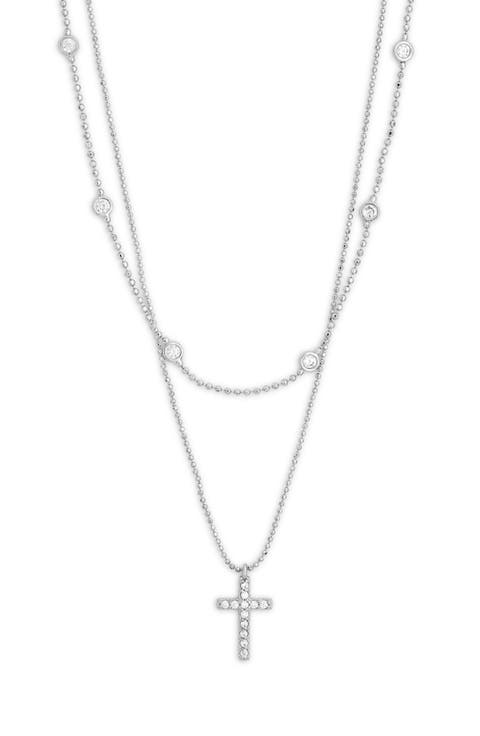 Set of 2 Cross & Station Chain Necklaces