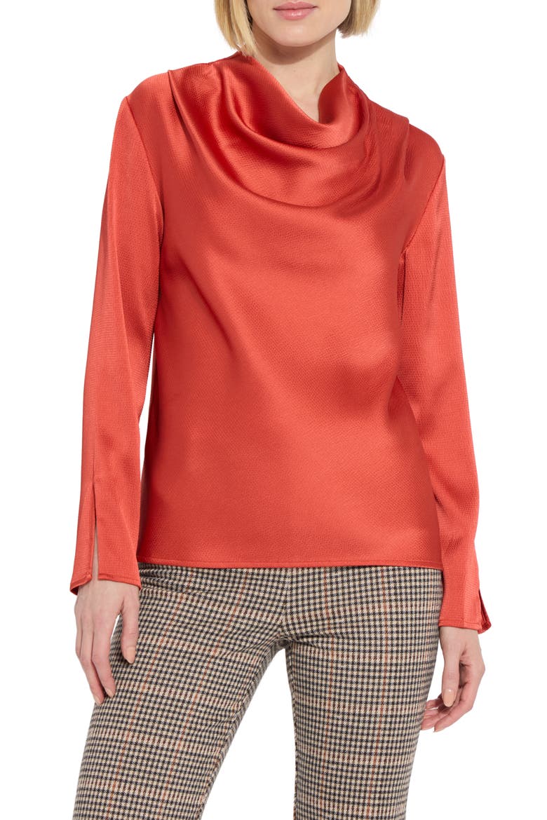 Cowl Neck Top, Main, color, EARTHY ORANGE