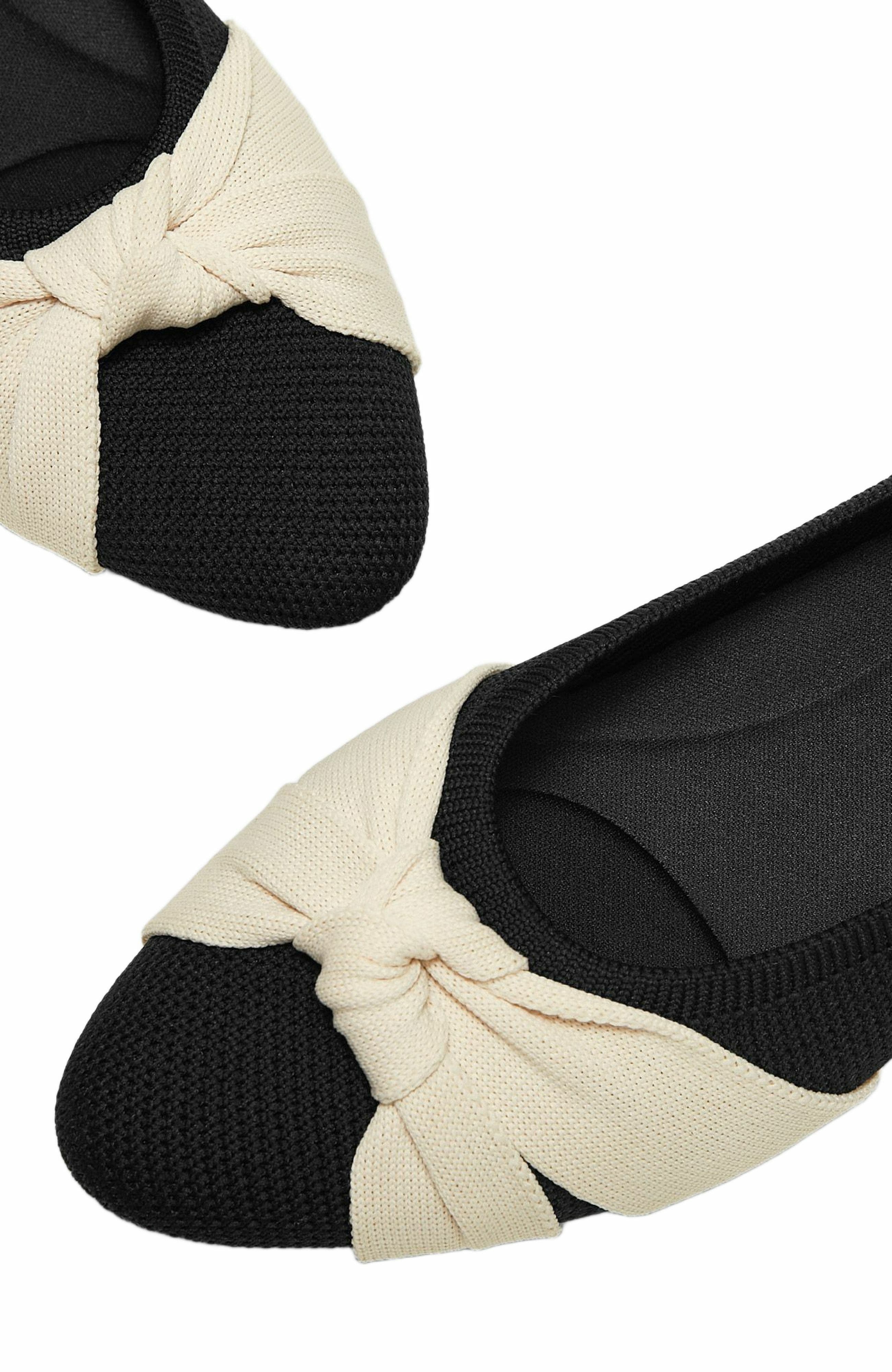 VIVAIA Almond-Toe Knotted Flats, Alternate, color, Black Cream Ivory