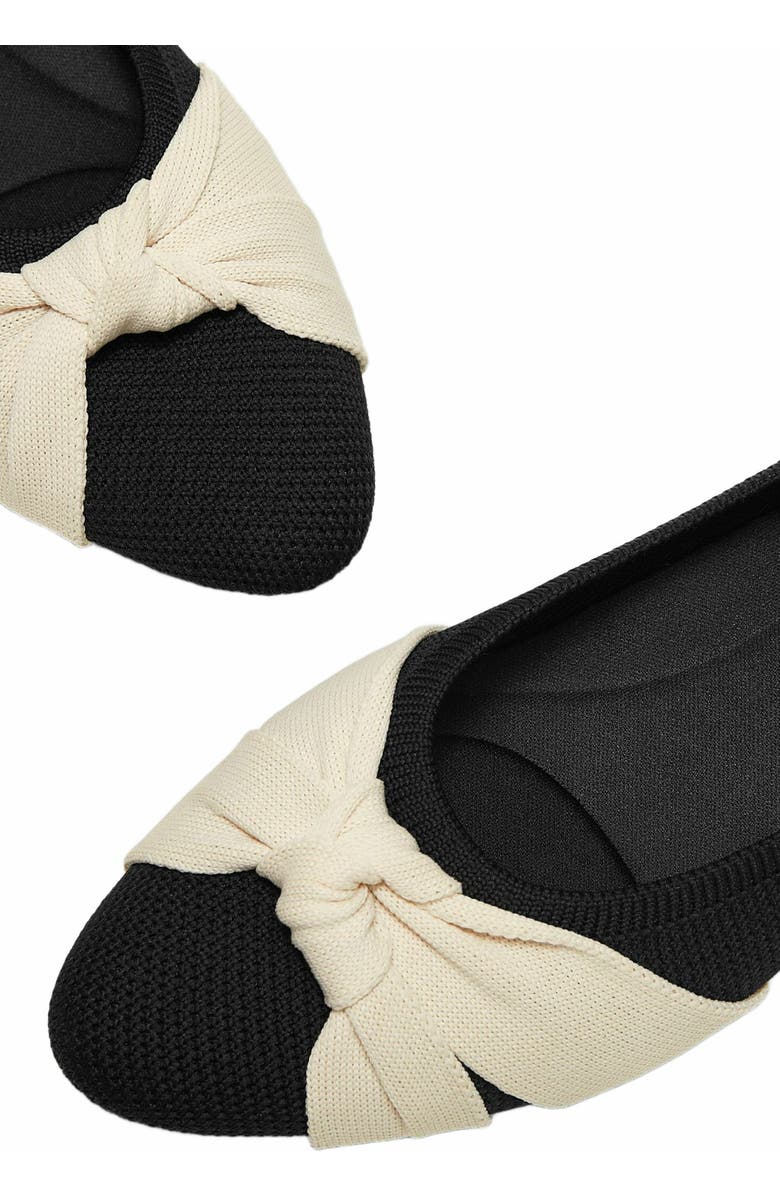 VIVAIA Almond-Toe Knotted Flats, Alternate, color, Black Cream Ivory