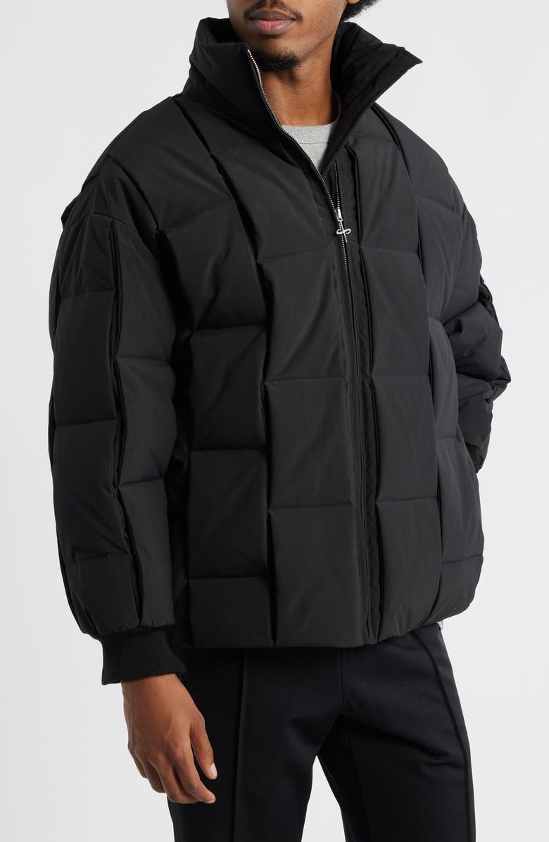 SANTO STUDIO Milazzo Basketweave Quilted Puffer Jacket, Alternate, color, Black