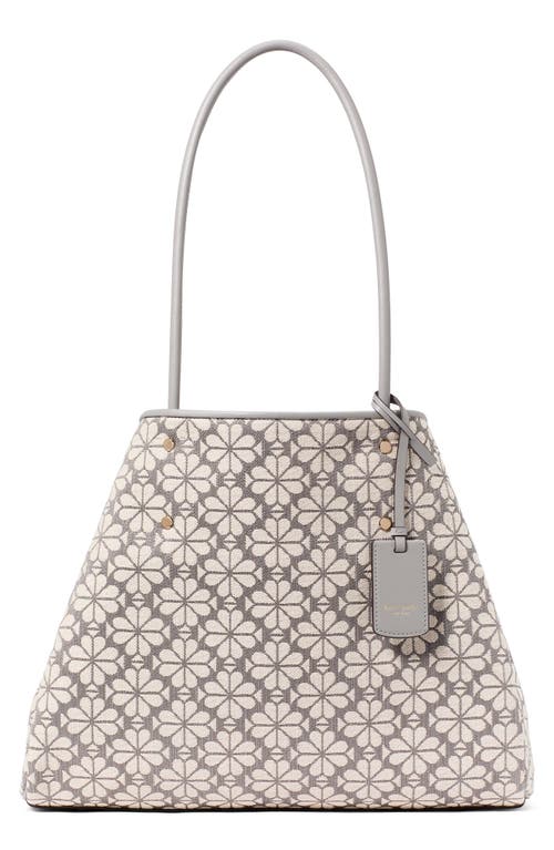 Kate Spade Large Spade Flower Jacquard Tote Bag In Grey Multi.