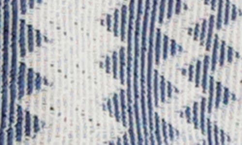 Karl Lagerfeld Paris Zigzag Knit Short Sleeve Shirt In White Blue