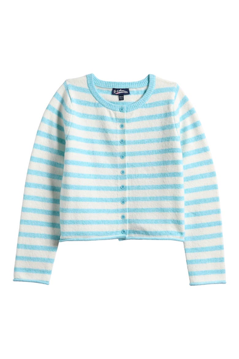 Kids' Striped Crewneck Cardigan, Main, color, BLUE IVORY STRIPE