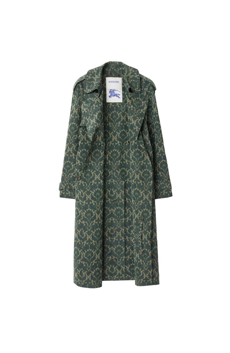 Burberry Long Baroque Viscose Blend Trench Coat, Alternate, color, Vine Green