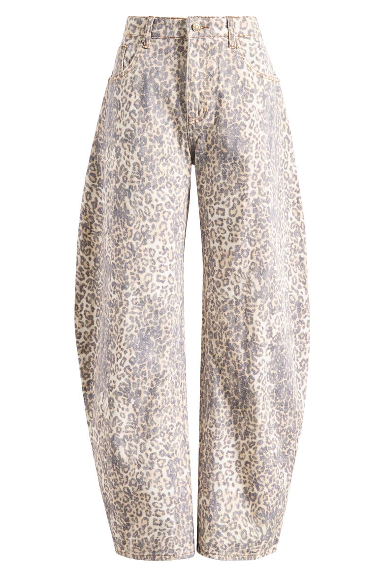 Horseshoe Print Barrel Leg Jeans, Alternate, color, LEOPARD FADE